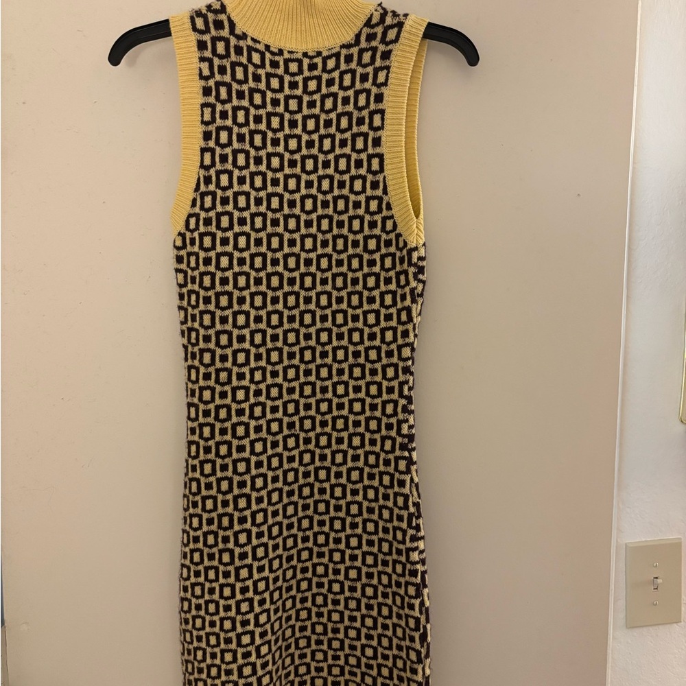 Zara Yellow and Black Geometric Midi Dress
